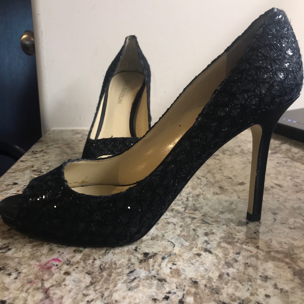Black sparkly high heels